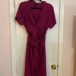 Dark pink ruffled wrap dress